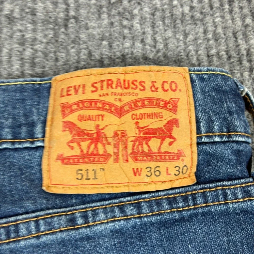 Levi's 511 Mens Straight Jeans Size 36x30 Blue Denim Stretch Mid Rise Casual